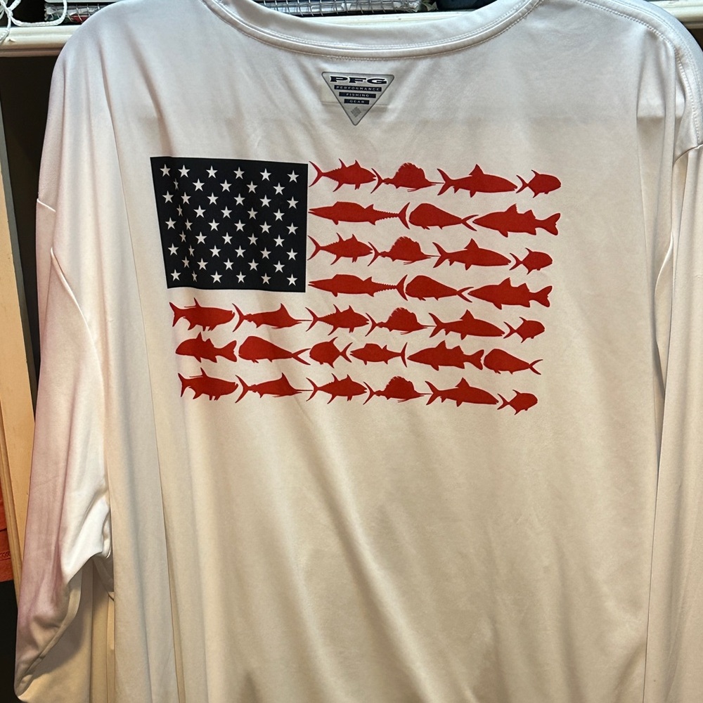 Columbia PFG Long Sleeve Fishing Shirt, American Flag